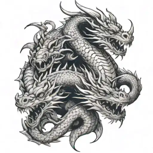 3 Headed Dragon Biting Off Heads