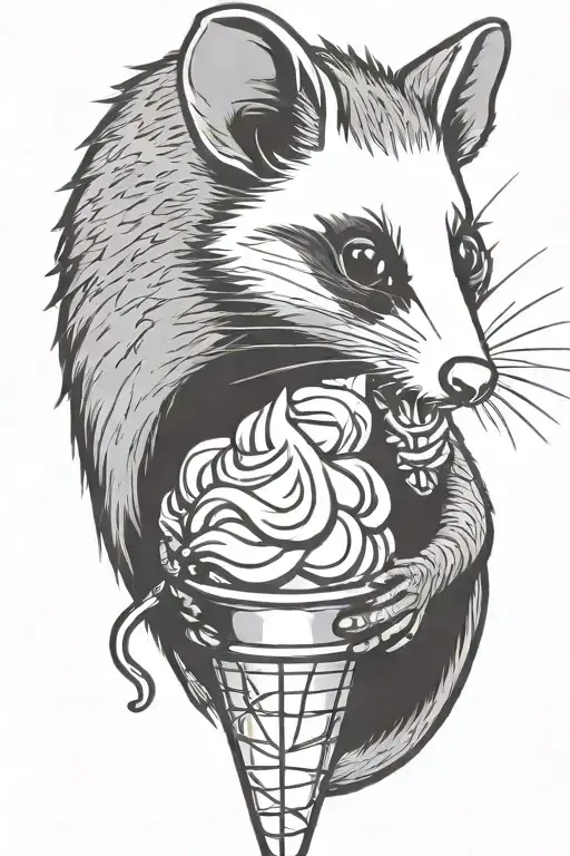 Opossum Eating Ice Cream Cone