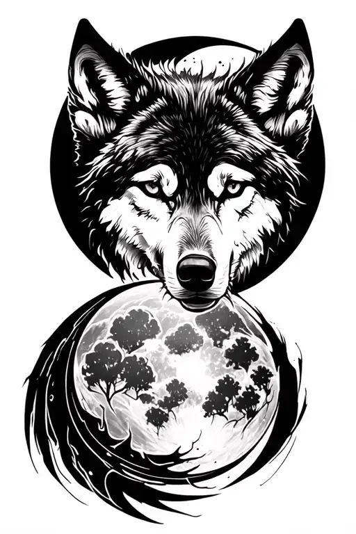 Wolf And Moon