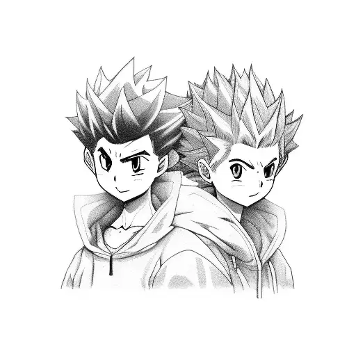 A Dynamic Portrait Of Gon And Killua Engaged In A Fierce Battle