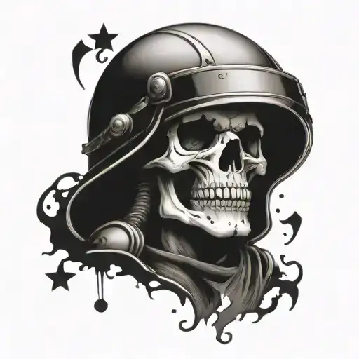 Skull With Helmet And Lucky 7