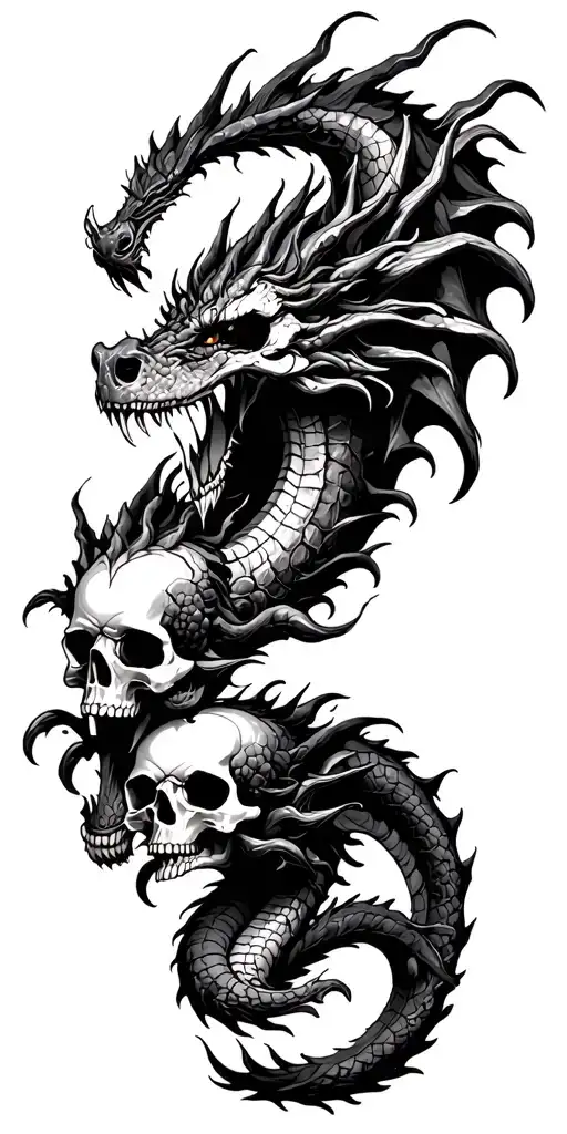 Dragon And Skulls