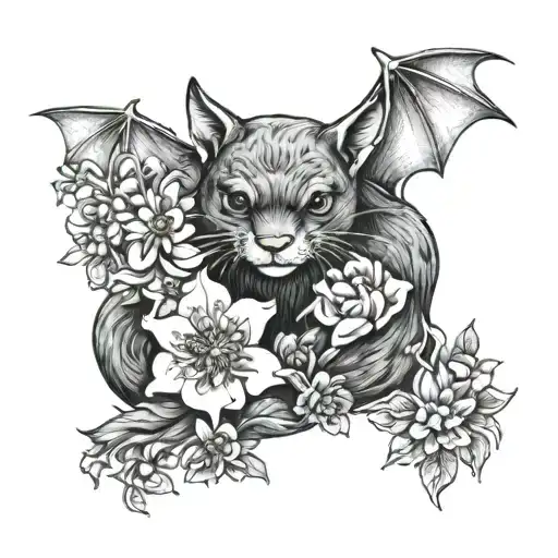 Bat And Otter With Flowers