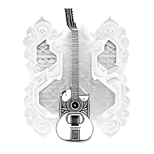 A Guitar Made Of Intricate Maori Patterns