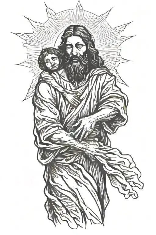 Man Being Greeted By Jesus Christ