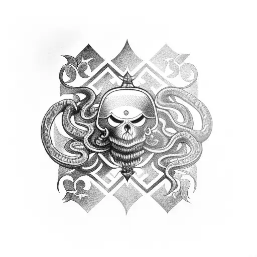 Reverse Ace Of Spades With Snake Around It