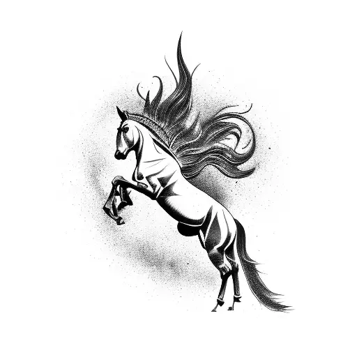 A Black Mt 25 Tattooed Prancing Horse