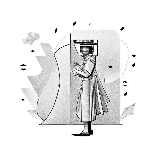 A Futuristic Video Game Character Playing The Piano In A Black And White Minimalist Setting