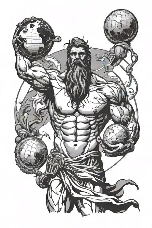 Atlas The Titan Holding The World On His Shoulders