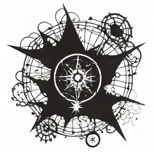 Compass With Spider Webs Around It Luminous Points