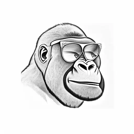 Gorilla With Sunglasses And A Cap