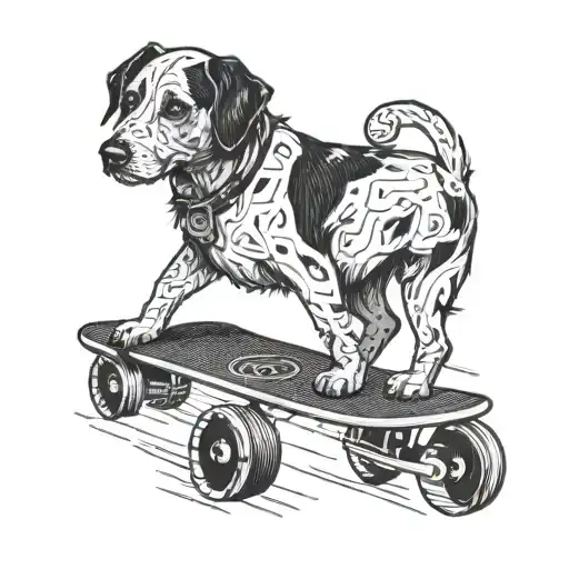 Dog And Broken Skateboard