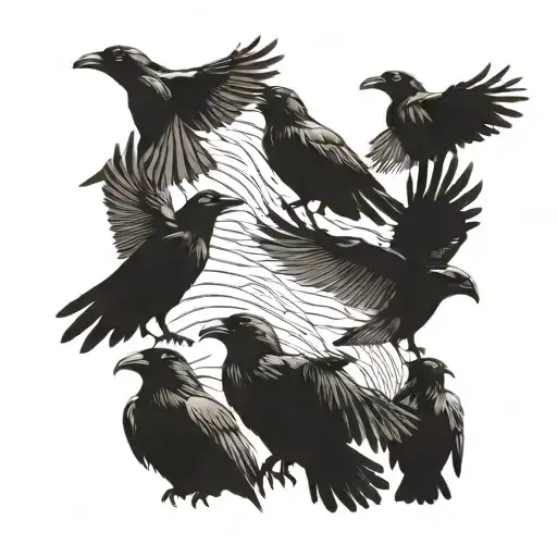 A Group Of Crows In Flight That Together Look Like One Giant Crow
