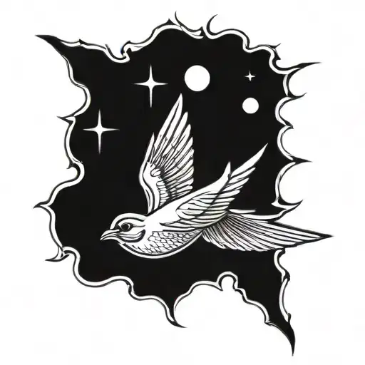 Swallow Bird Flying With A Sun