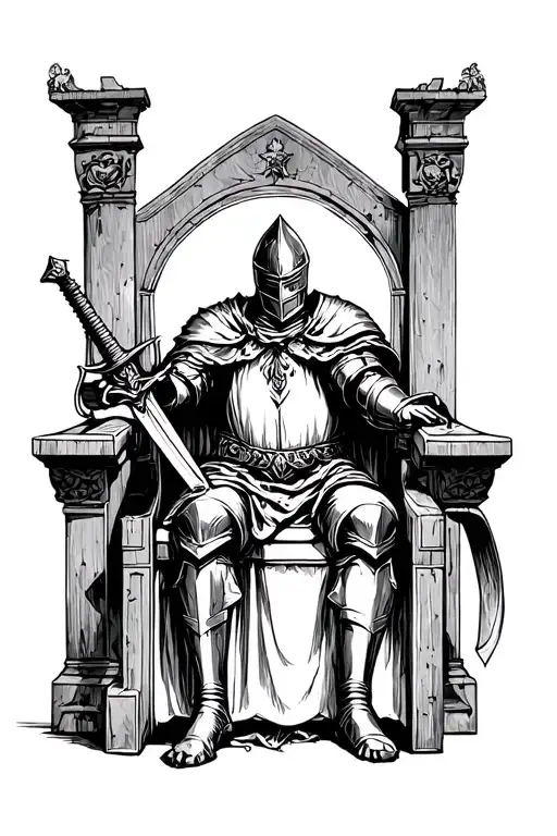 A Knight Holding A Sword On A Throne