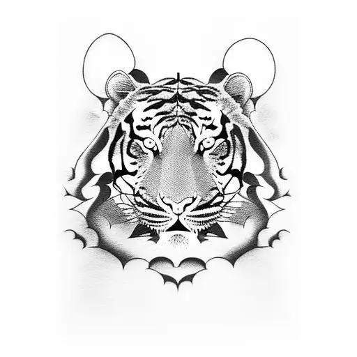 Aikido Inspired Tiger In Blackwork Style