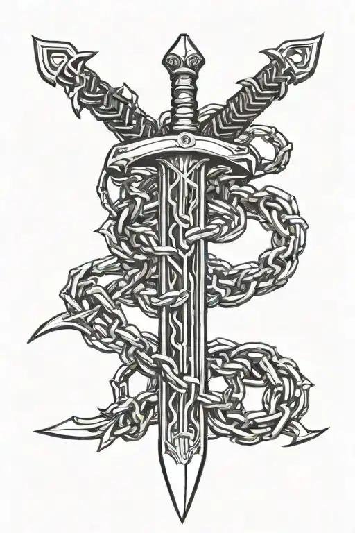 Sword And Chain Forming The Shape