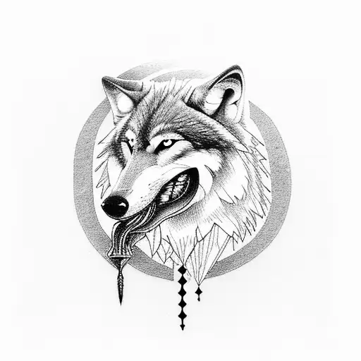 Wolf With A Sword In His Mouth