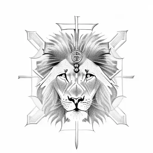 Christian Cross And Lion