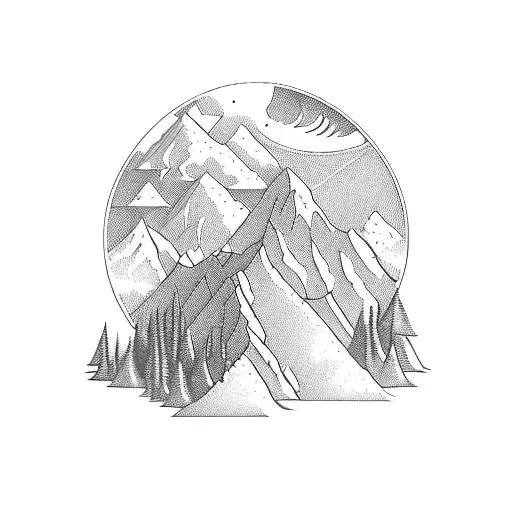 An Intricate Mountain Landscape With A Hidden Coffee Cup Hidden Within The Details