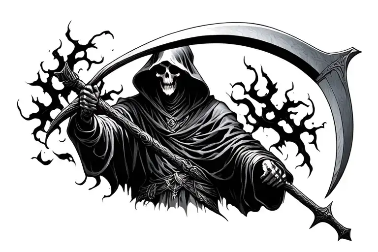 Grim Reaper Holding A Scythe