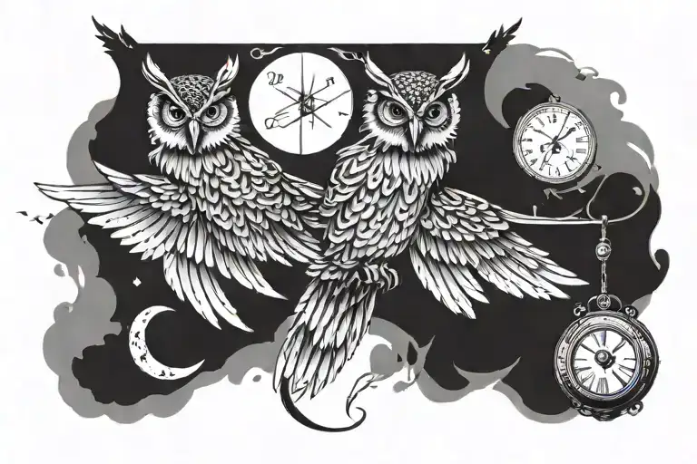 A Flying Owl Holding A Time-turner In Its Talons