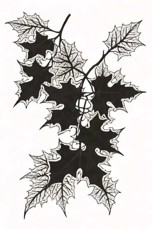 Draping Oak Leaves Inverted Blackout
