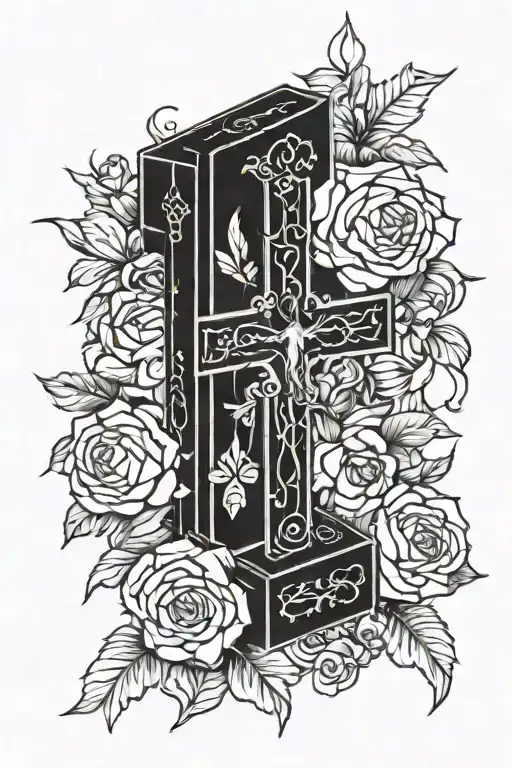 Box Cross Next To Vigin Mary