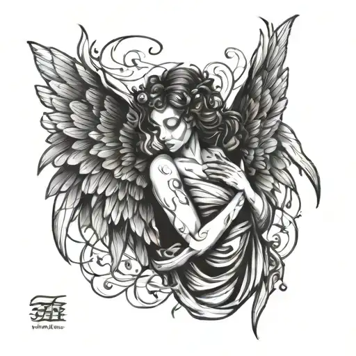 Angel With Wings Wrapped