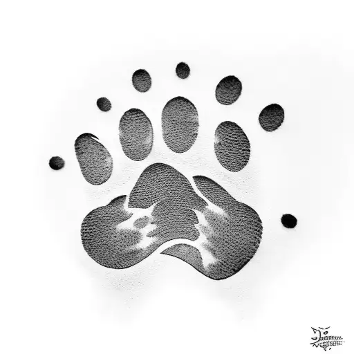 Dog Paw Print With The Word Pups Overlaying
