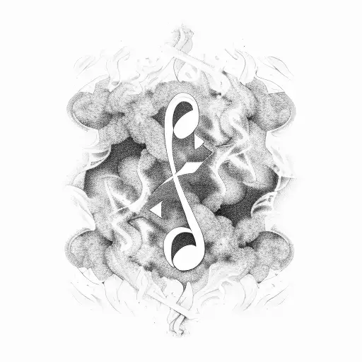 3Dg Music Notes Engulfed In Flames