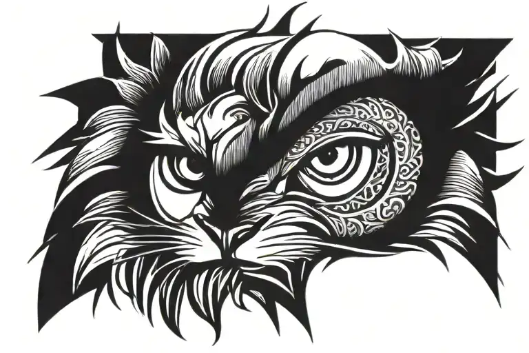 Angry Lion Eye Surrounded