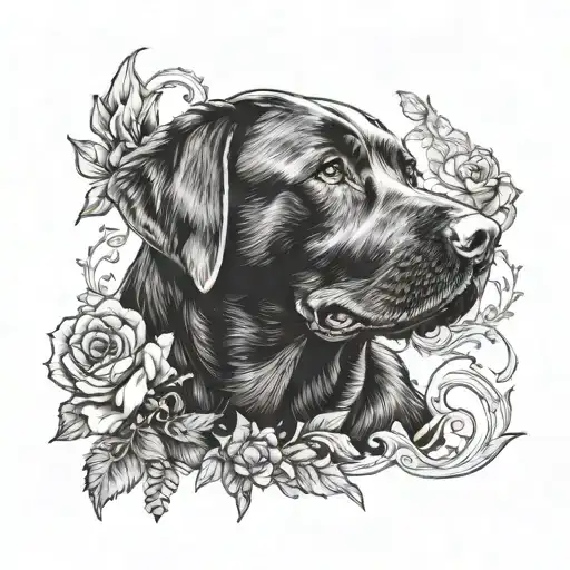 Black Labrador Dog Wearing