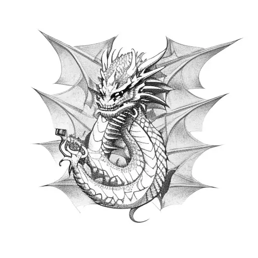 Dragon Curled Around A Sword