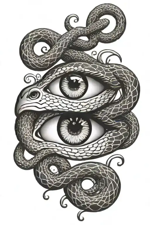 Eyes Along With A Snake Crawling