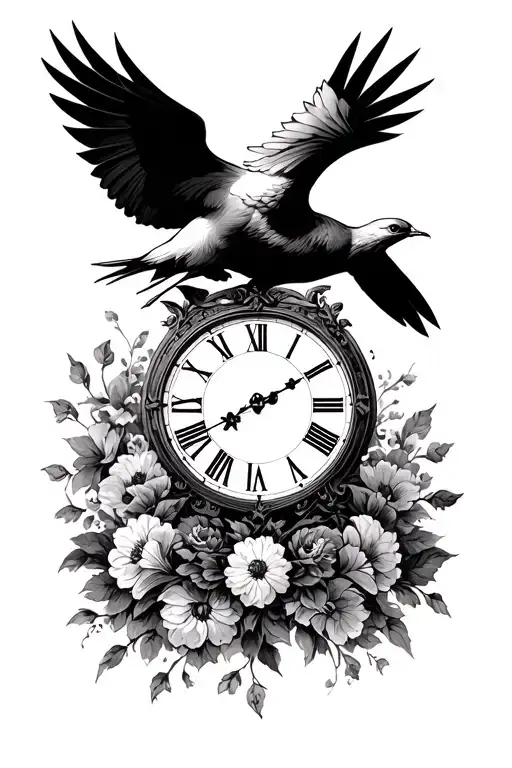 A Clock With Roman Numerals And A Dove
