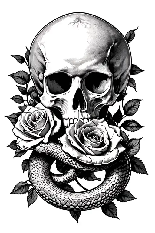 Skull Roses And Snakes