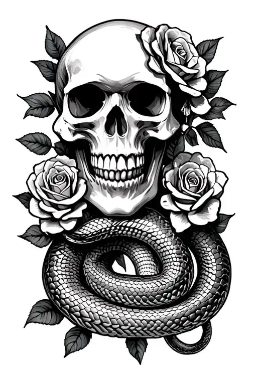 Skull Roses And Snakes