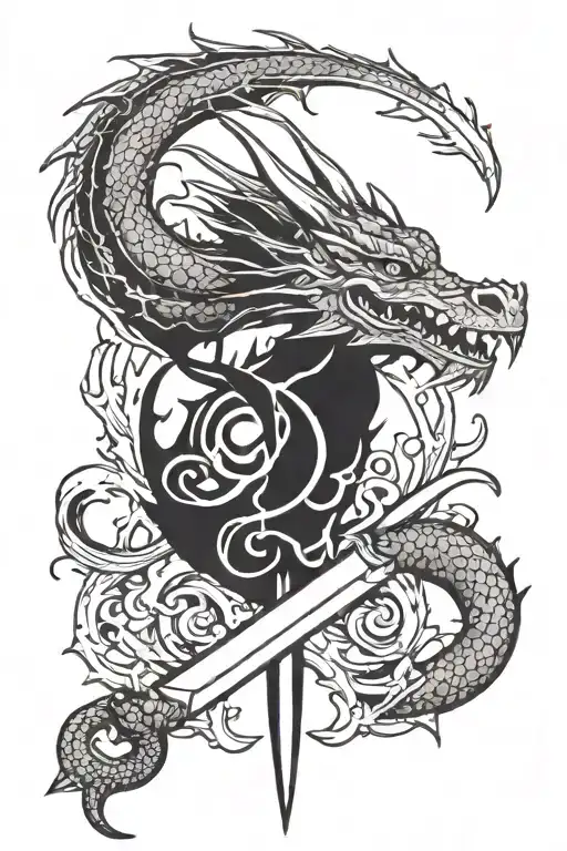 Dragon Surrounded A Broken Sword