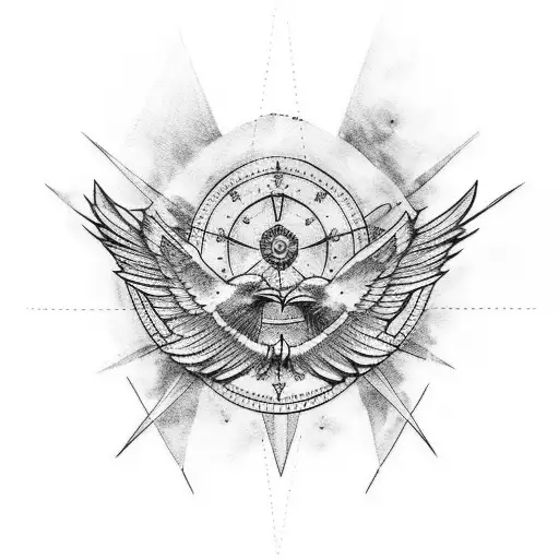 Raven Wings With Nordic Compass