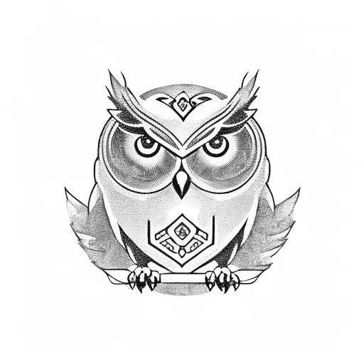 Full Body Owl With Circle At The Back