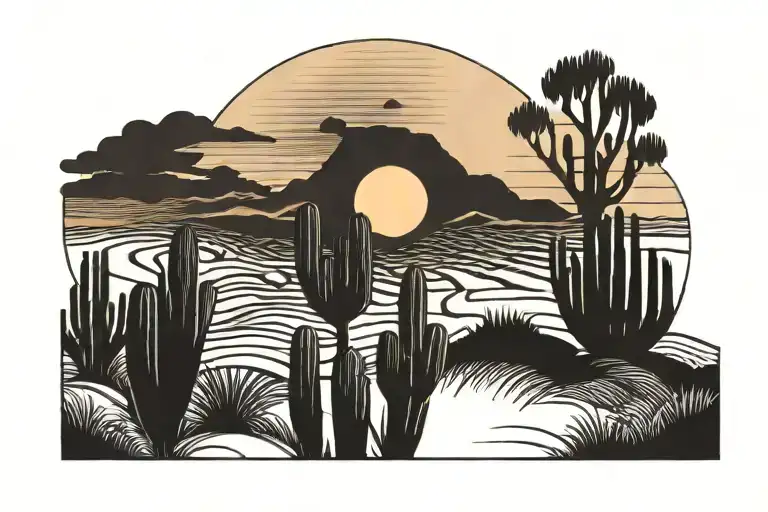 Mexican Field With Sun Setting