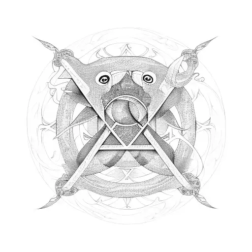 Paimon Symbol Surrounded By A Swirling Vortex Of Frogs