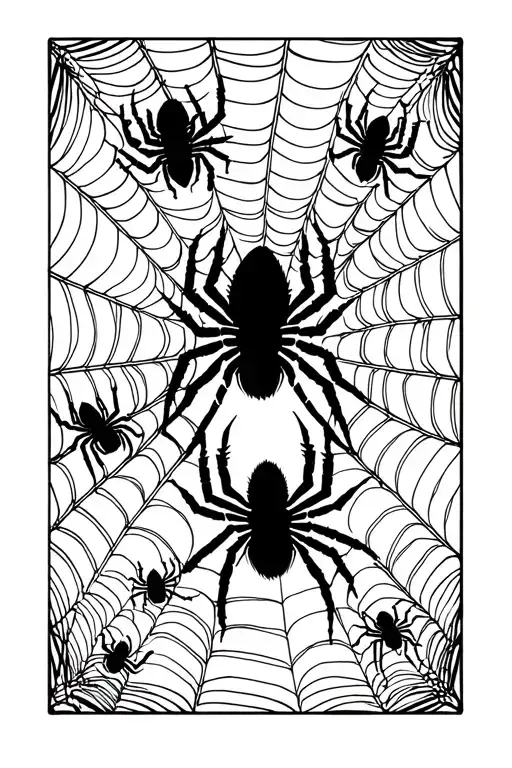 Spider Web With Spiders In The Web