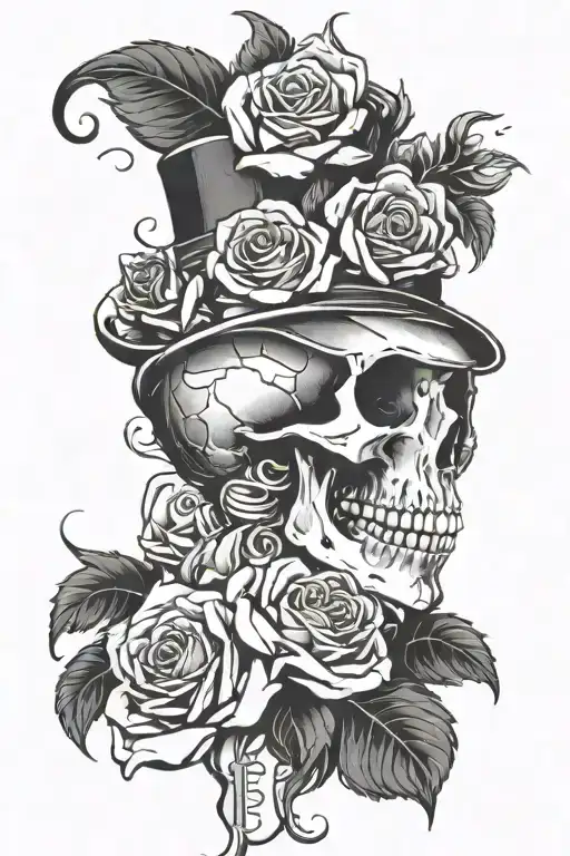 Smoke Skull With Dollar Roses
