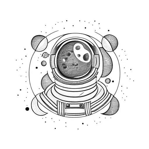 An Astronaut Floating In The Middle Of The Space With Some Planets And A Black Hole On The