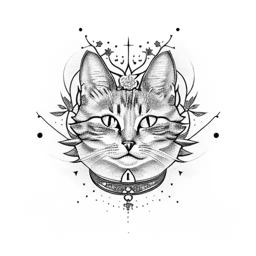 A Celestial Cat Surrounded By Blooming Flowers