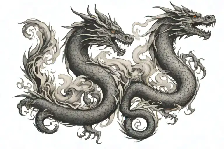 4 Smoke Dragons Breathing Fire