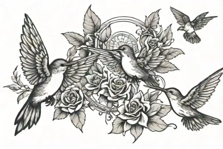 Angel Wings Halo Humming Birds