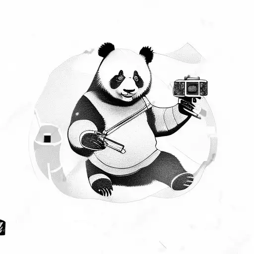 A Panda Playing A Video Game